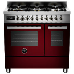 Bertazzoni Professional Series 90cm Dual Fuel Twin Range Cooker Burgundy